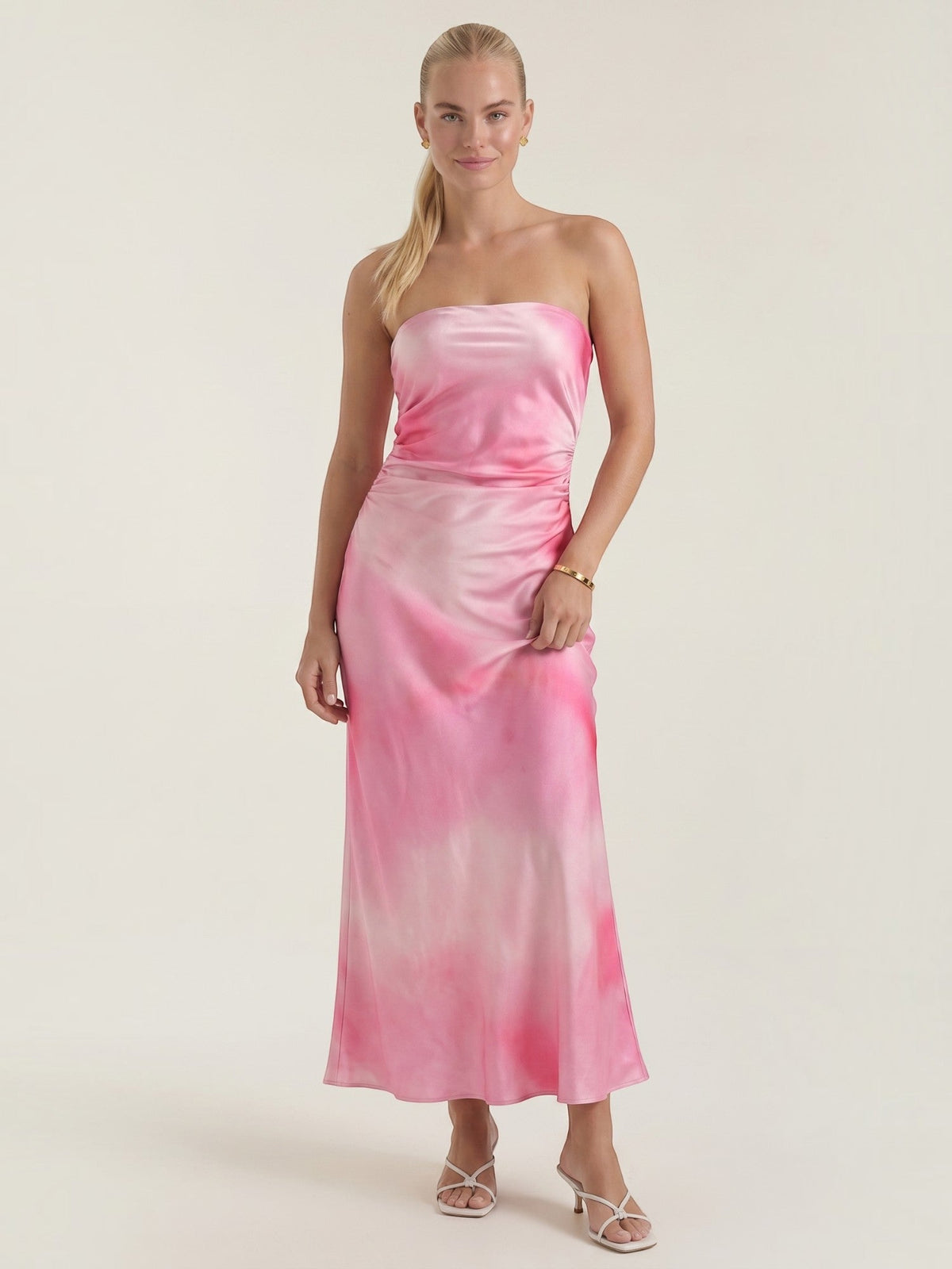 Elodie Strapless Ruched Bandeau Maxi Dress