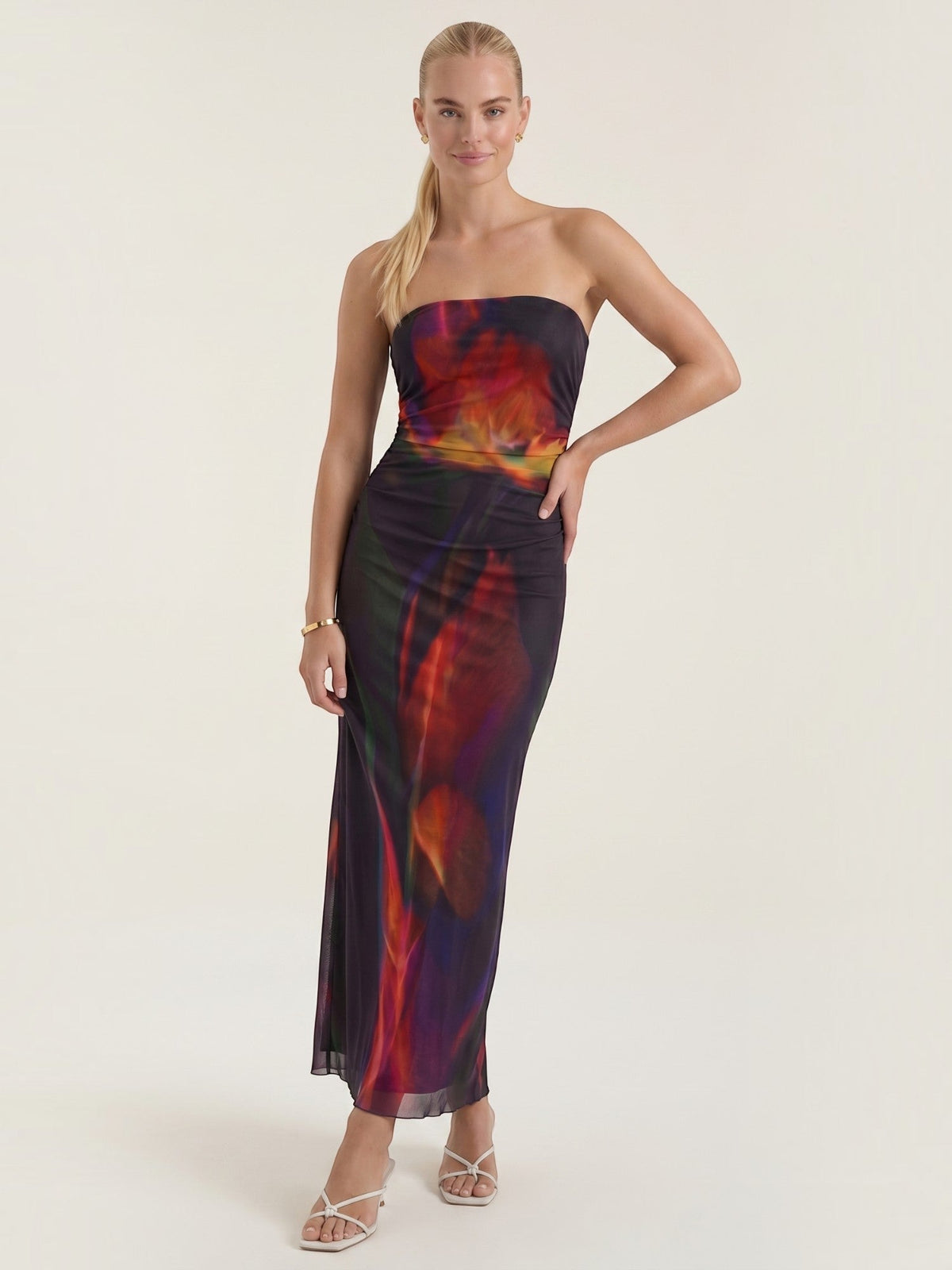 Elodie Strapless Ruched Bandeau Maxi Dress