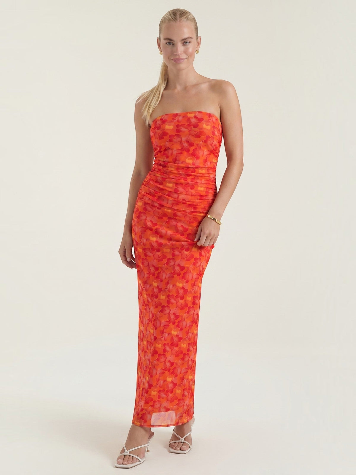 Elodie Strapless Ruched Bandeau Maxi Dress