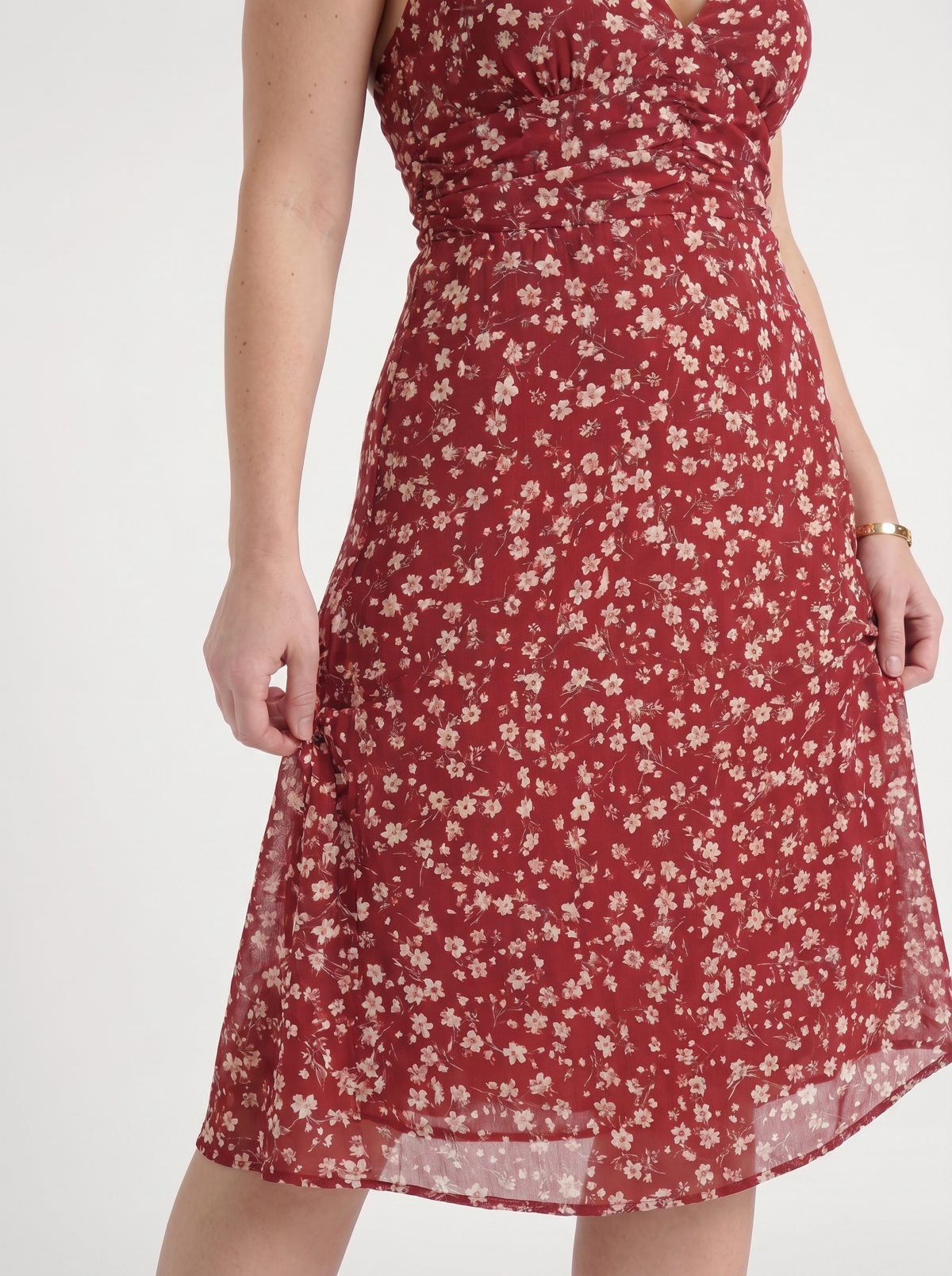 Astrid Floral Halter Neck Wrap Midi Dress