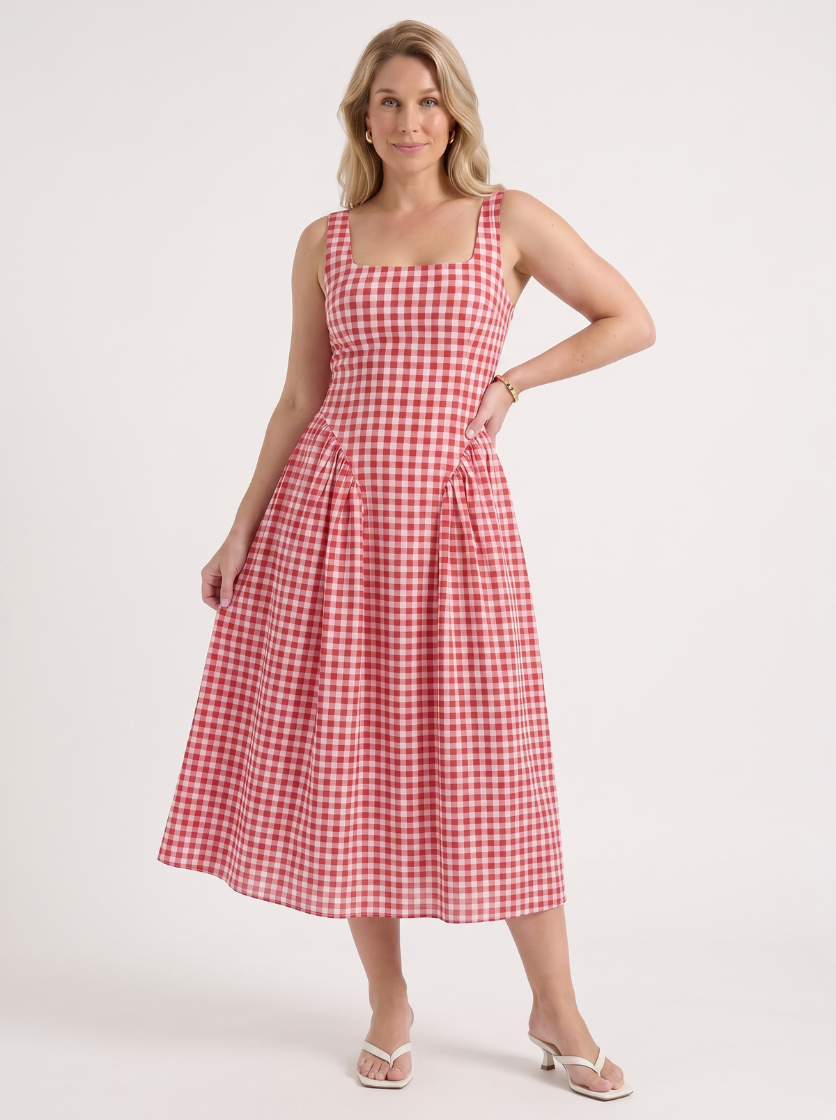 Cleo Check Pleated Skirt Midi Dress