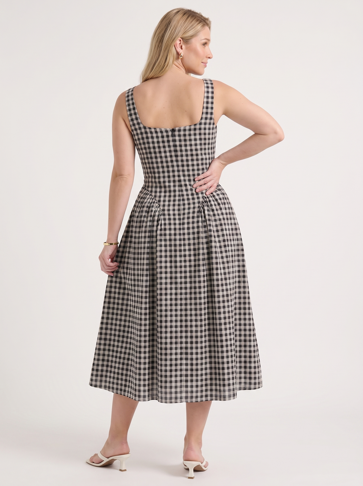 Cleo Check Pleated Skirt Midi Dress