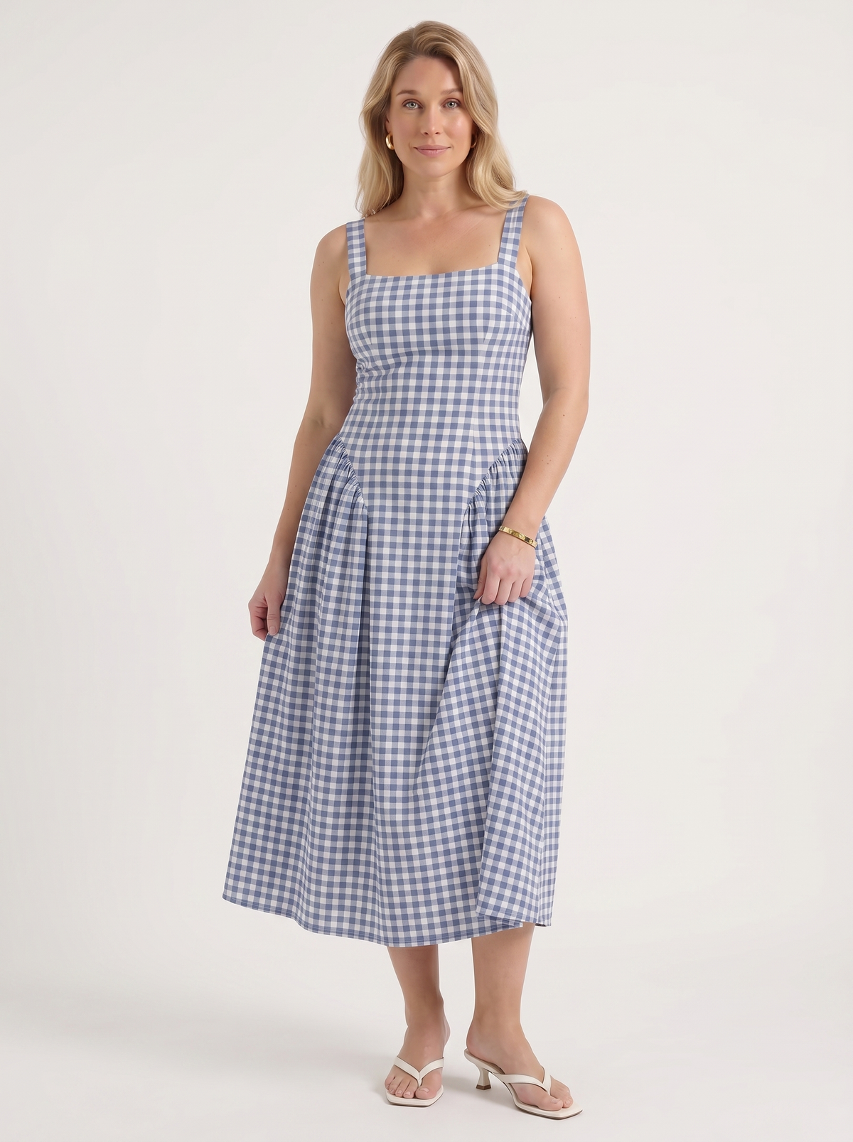 Cleo Check Pleated Skirt Midi Dress