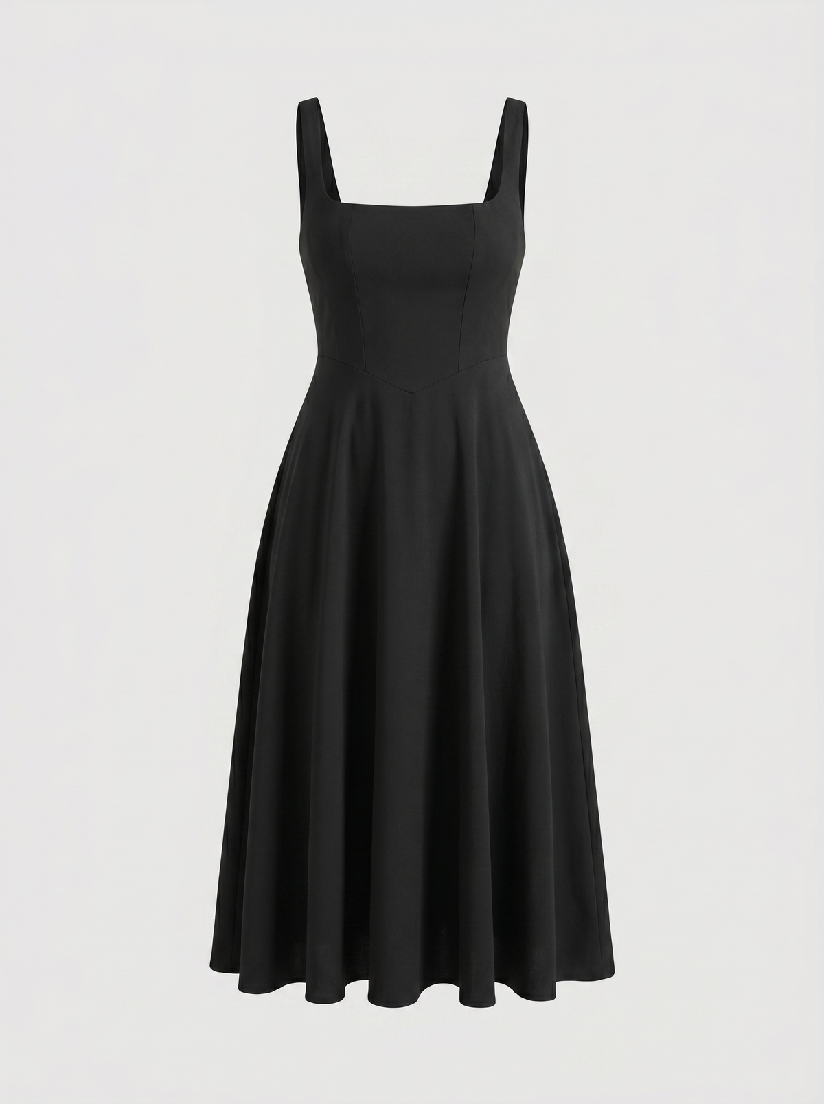 Clarisse Square Neck Swing Skirt Midi Dress