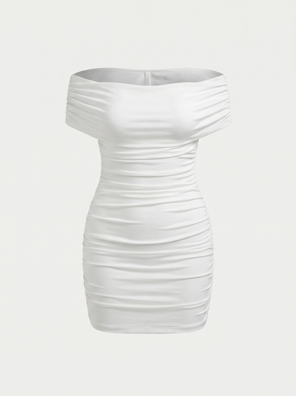 Elora Bardot Ruched Bodycon Mini Dress