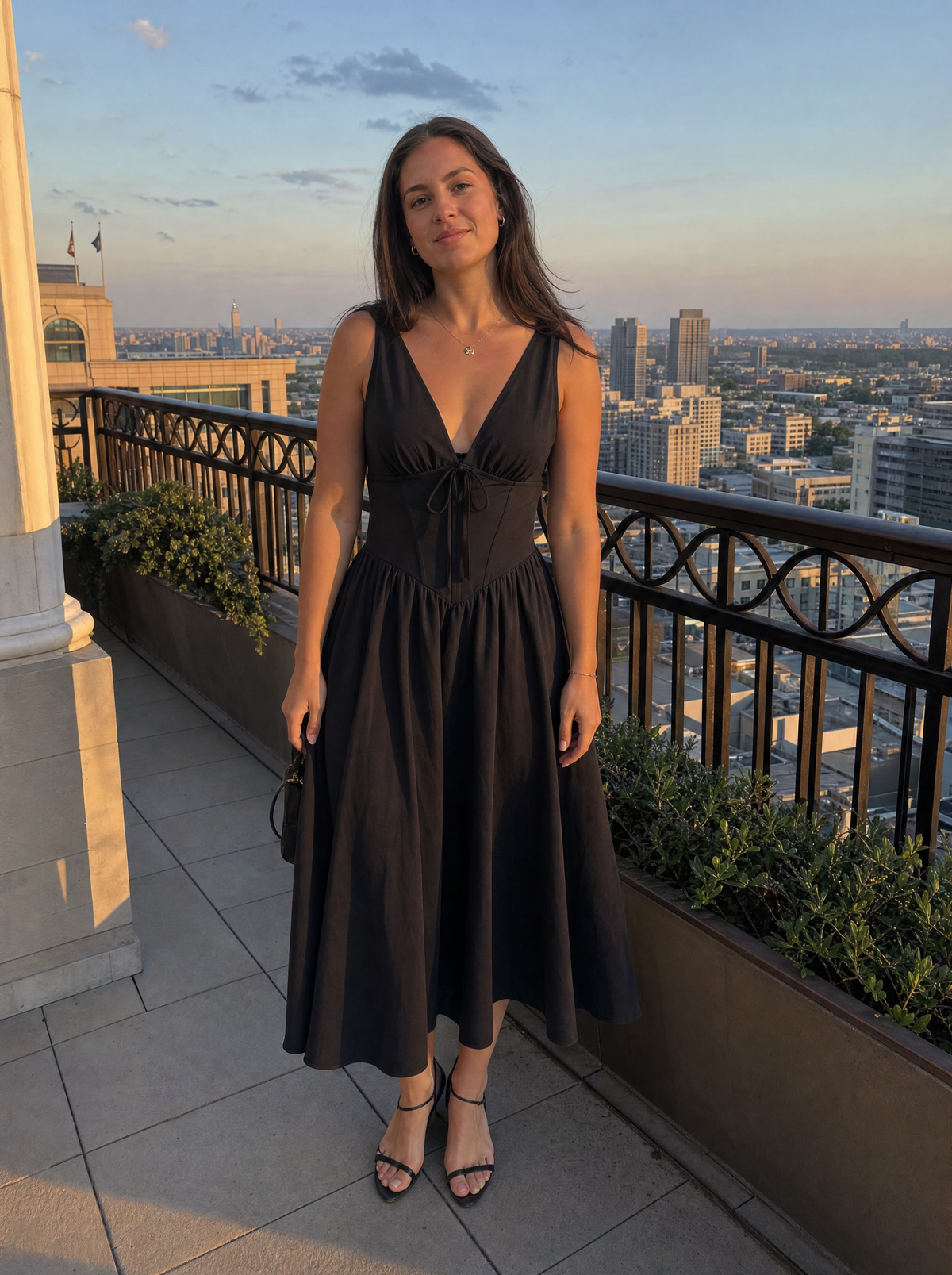 Cassiopeia Corset Style V Neck Midi Sundress