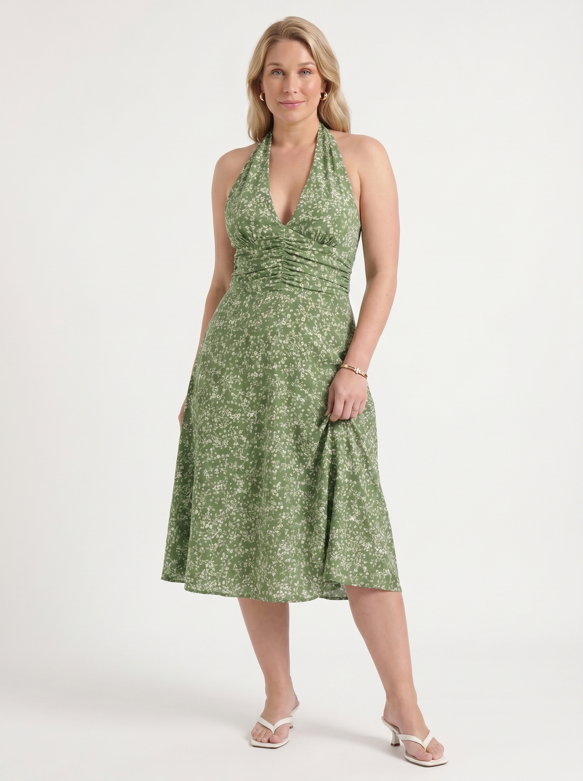 Astrid Floral Halter Neck Wrap Midi Dress
