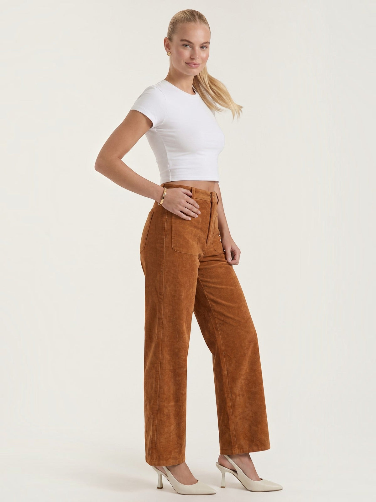 Allison High Waisted Wide Leg Corduroy Pants