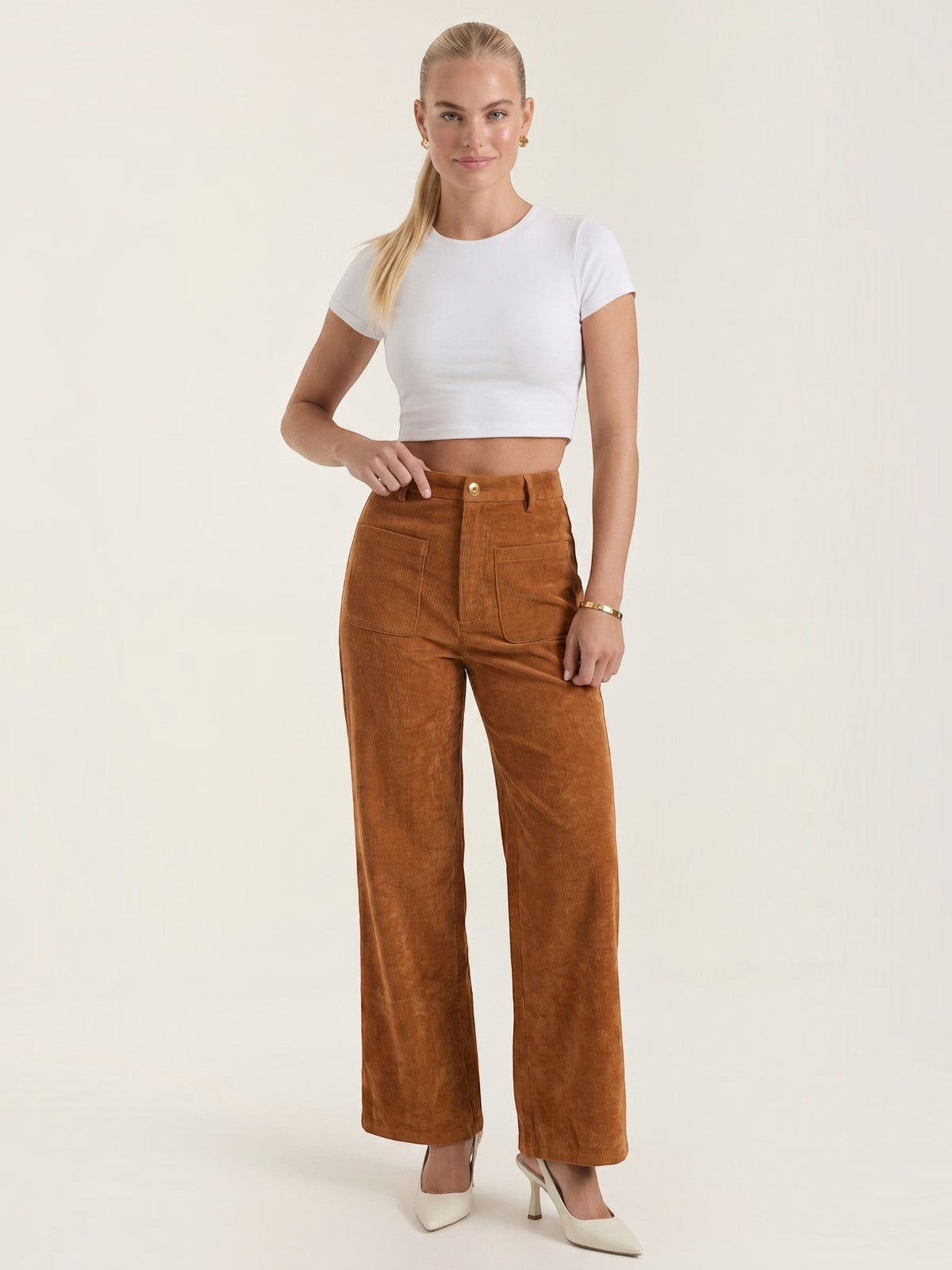 Allison High Waisted Wide Leg Corduroy Pants