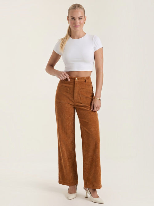 Allison High Waisted Wide Leg Corduroy Pants