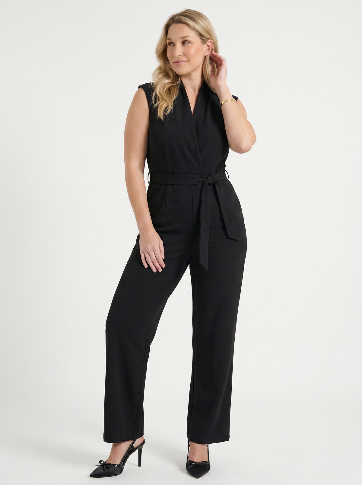 Kayleigh Wrap Front Belted Jumpsuit