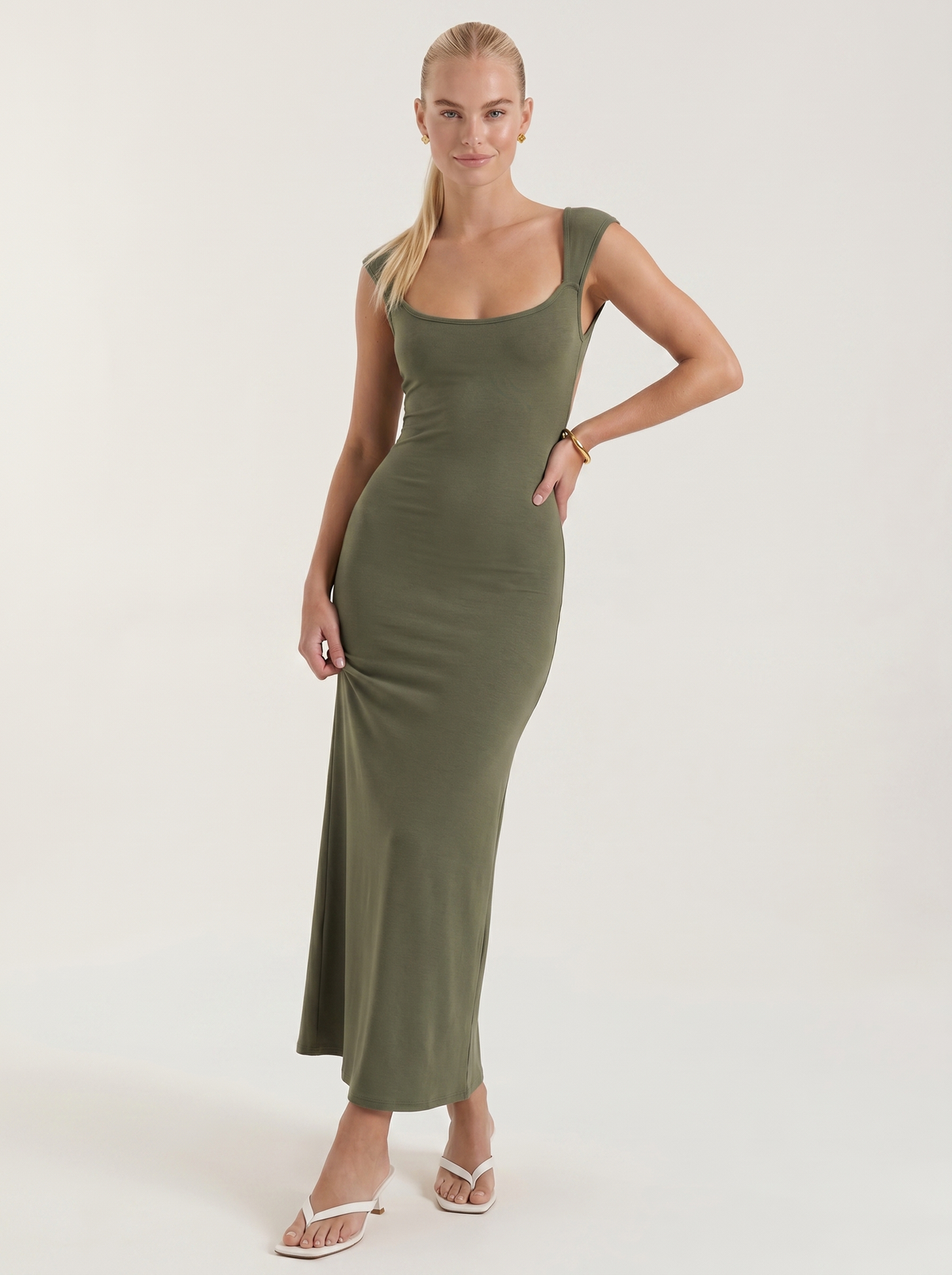 Angelica Square Neck A Line Maxi Dress