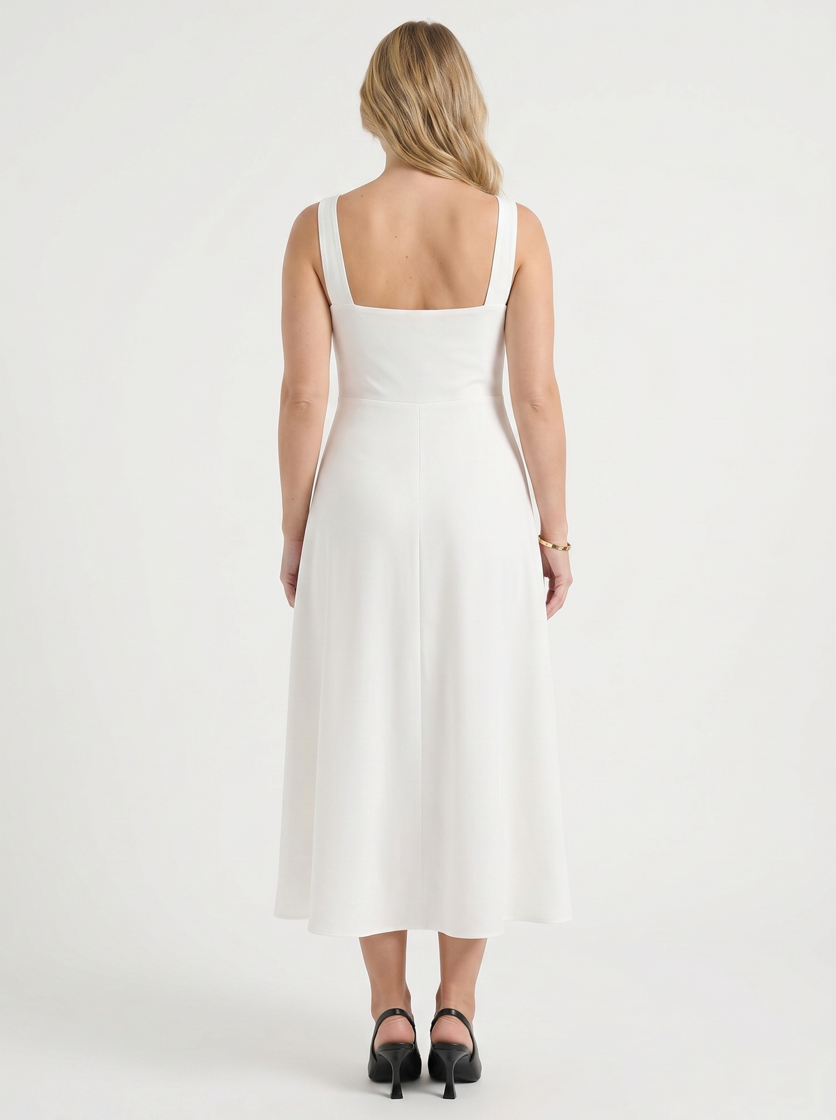 Amelina Square Neck Fitted Midi Dress