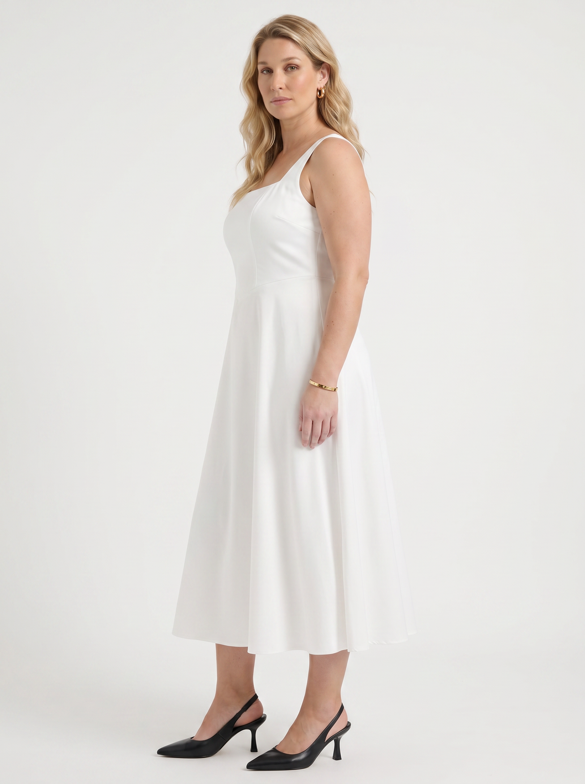 Amelina Square Neck Fitted Midi Dress