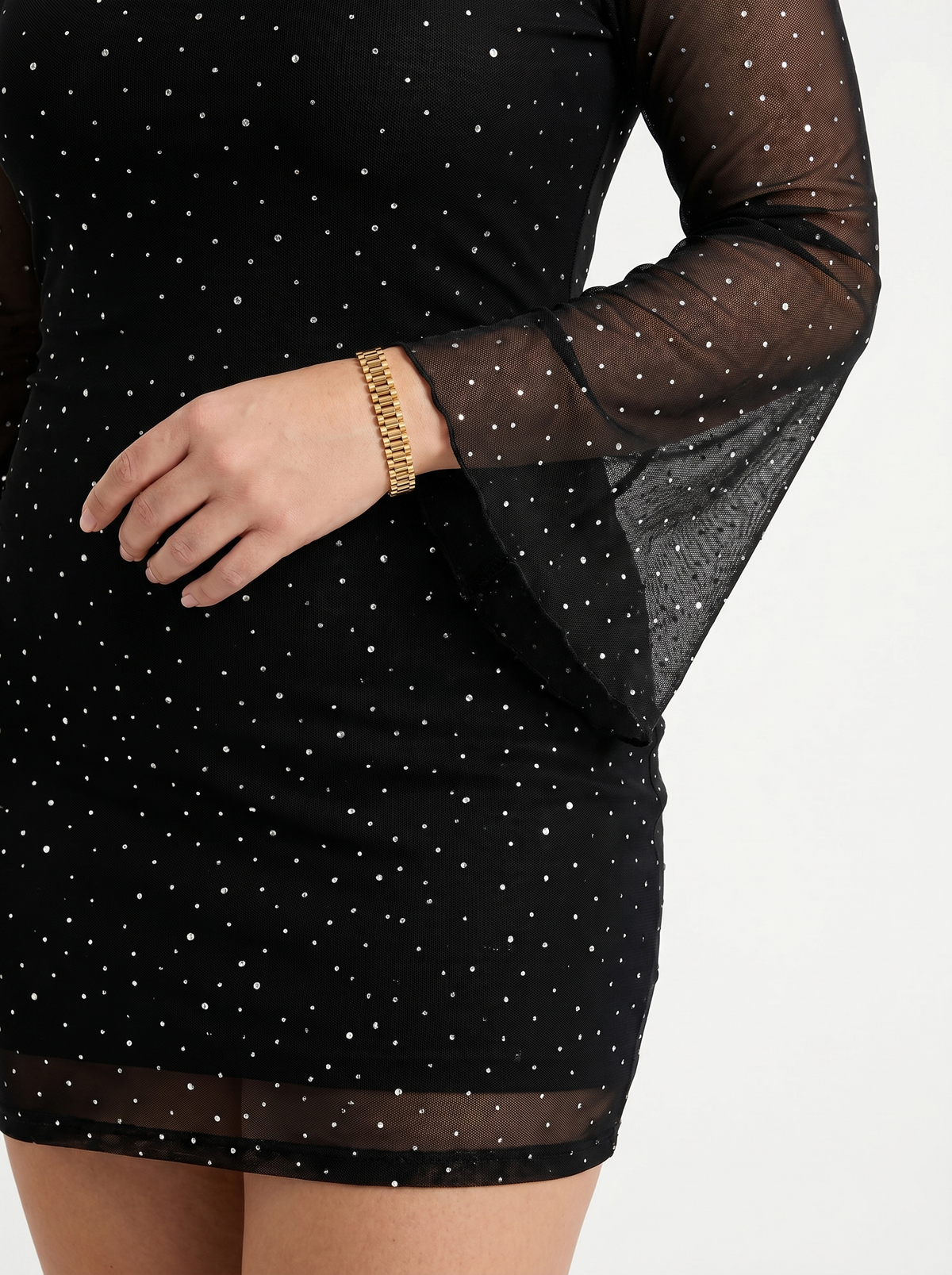 Camilla Glitter Flared Sleeve Mini Dress