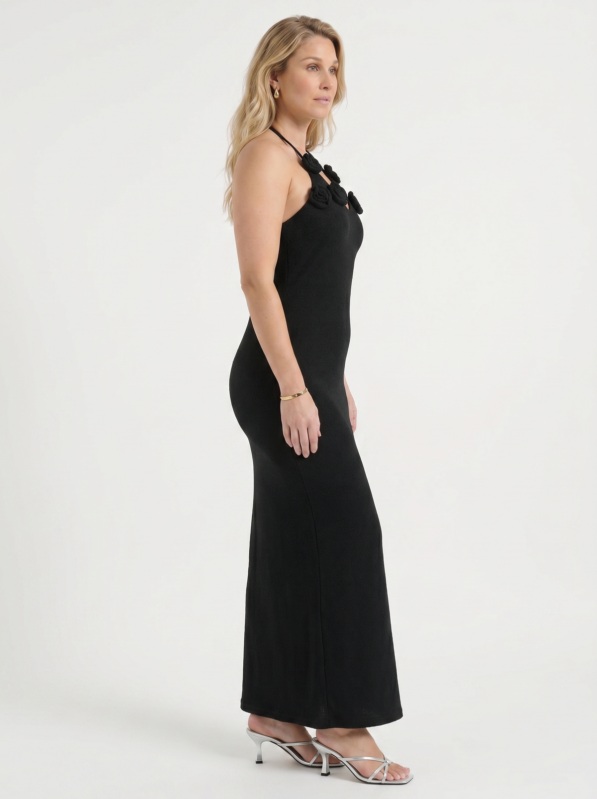 Gabriela Crochet Strap Open Back Knit Maxi Dress