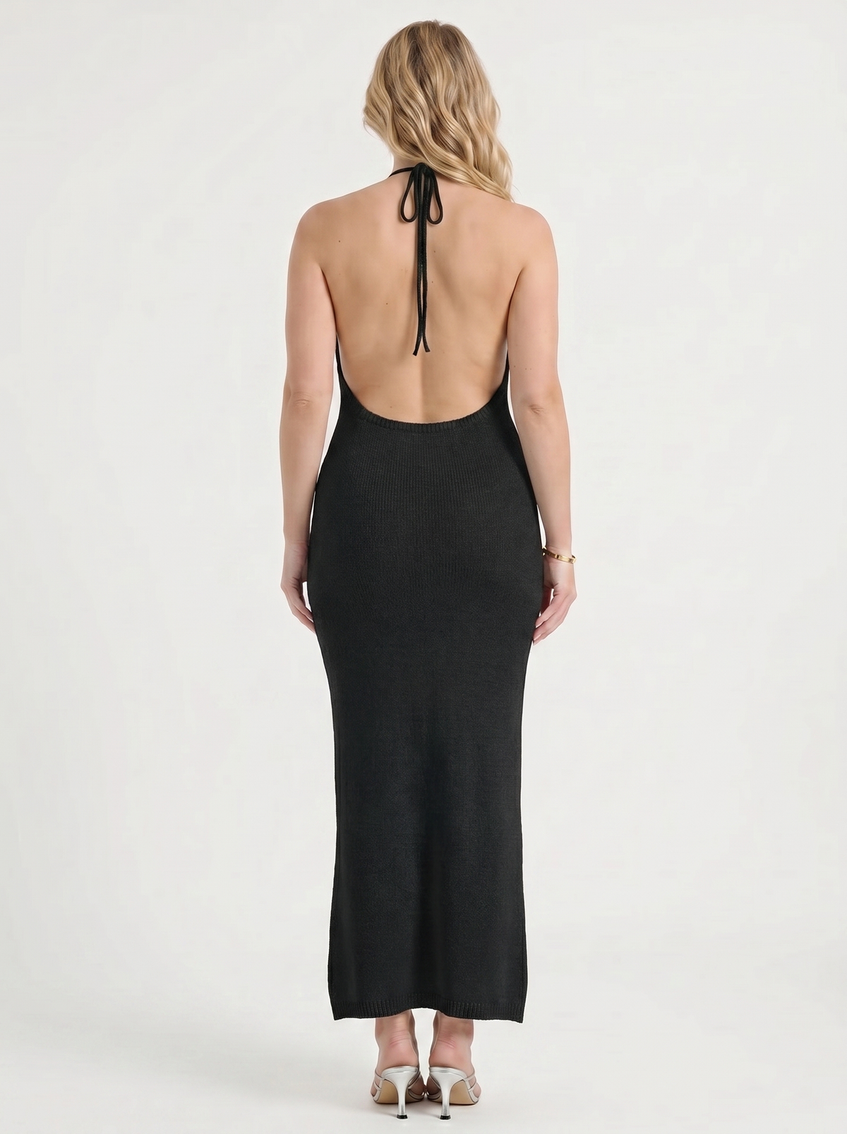 Gabriela Crochet Strap Open Back Knit Maxi Dress