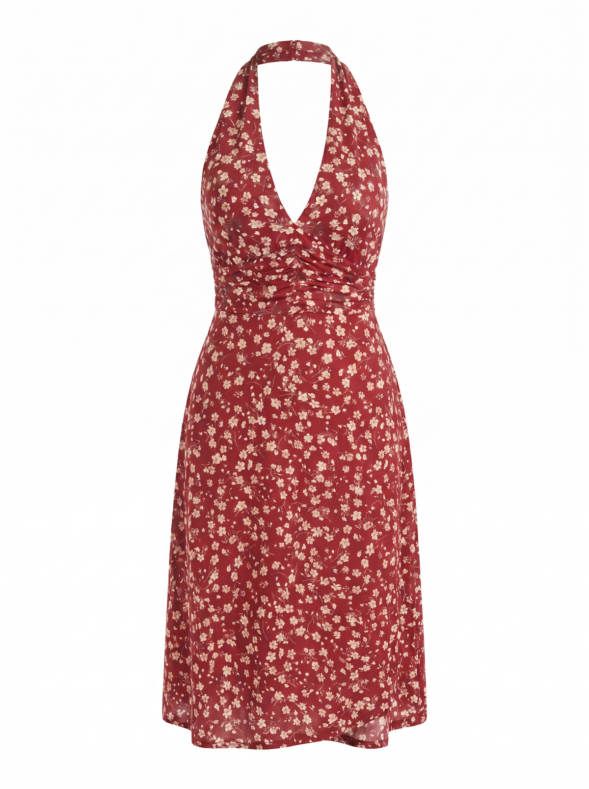 Astrid Floral Halter Neck Wrap Midi Dress