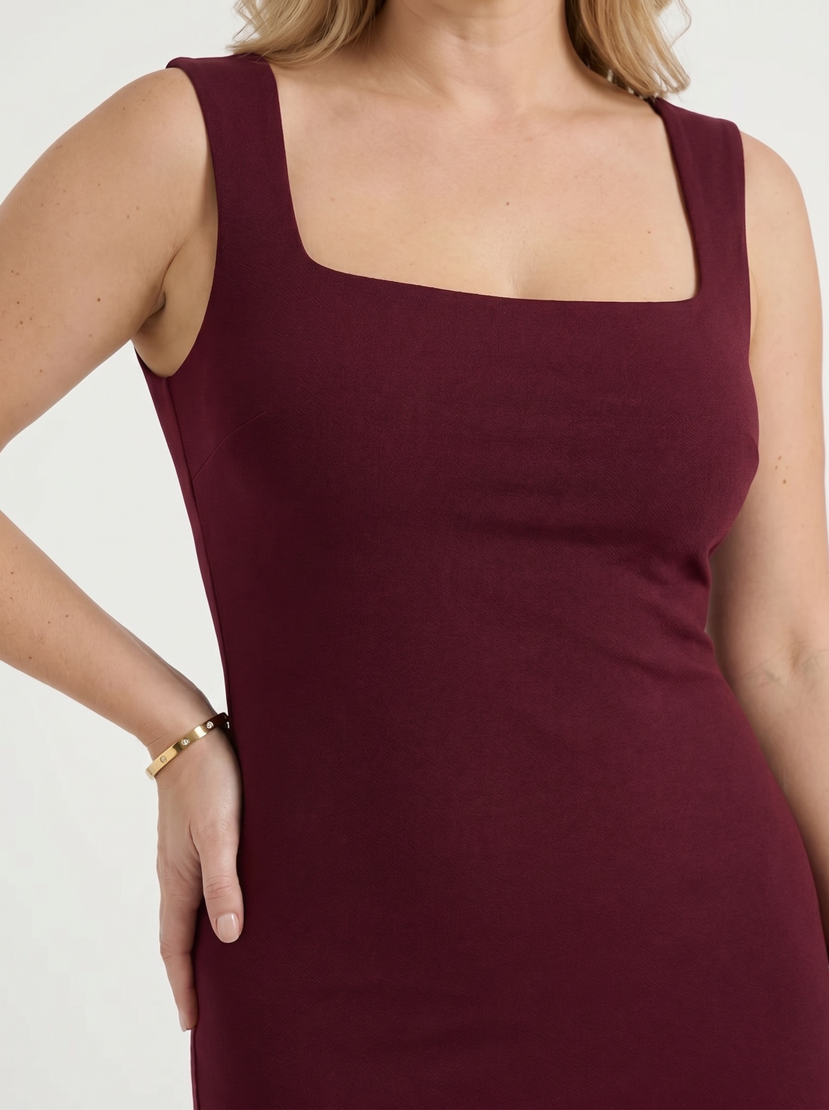 Daniela Square Neck Wide Strap Bodycon Maxi Dress