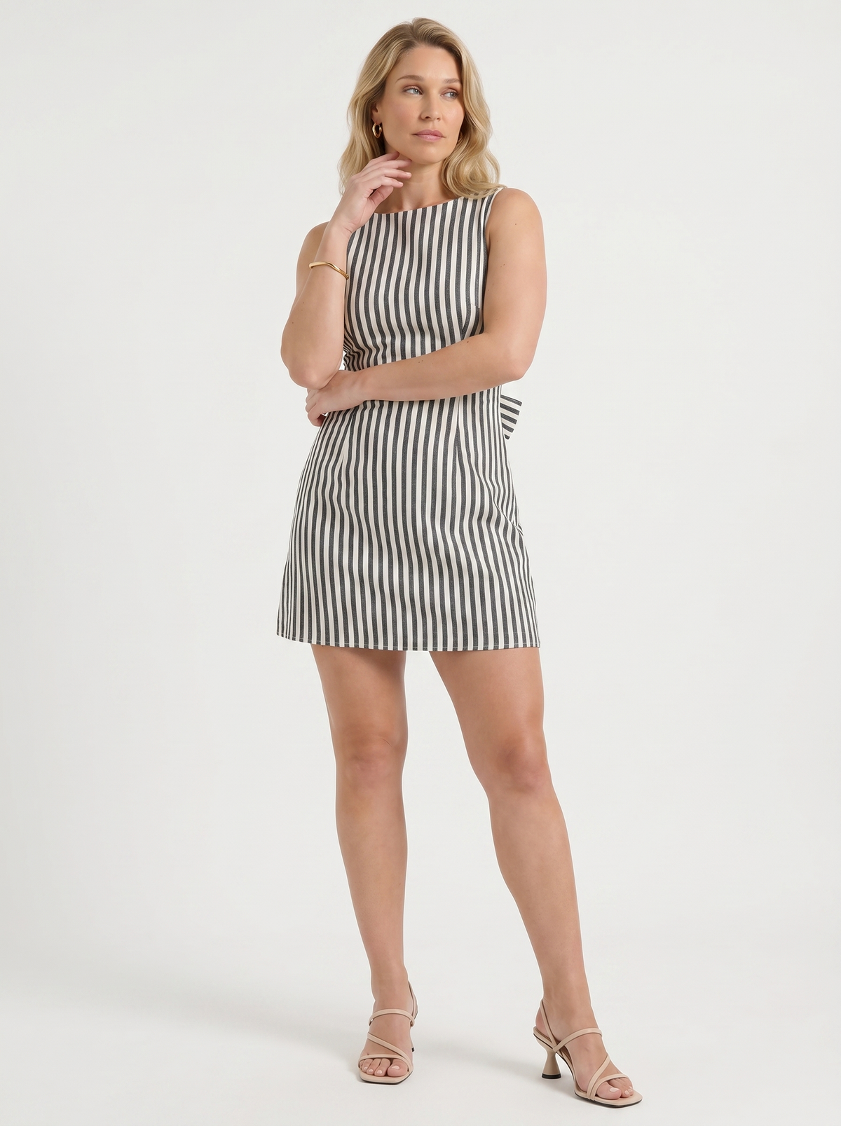 Evelina Striped Side Tie Mini Dress