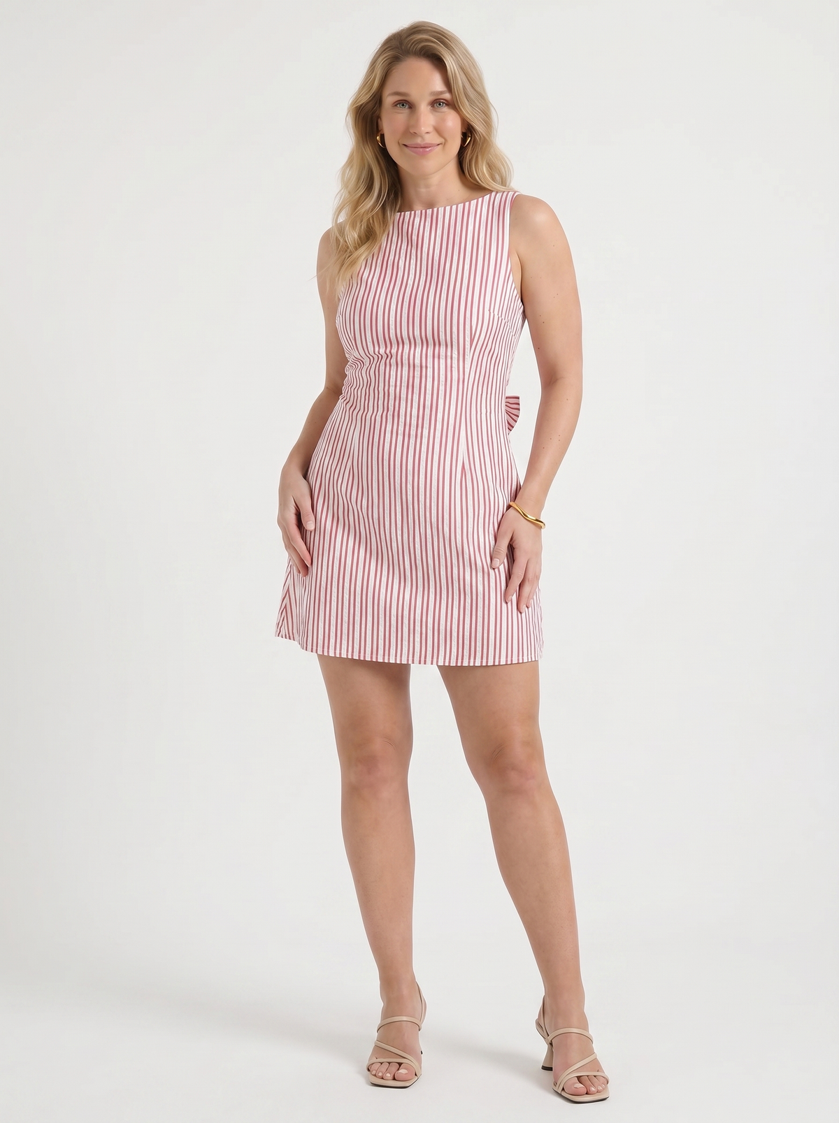 Evelina Striped Side Tie Mini Dress