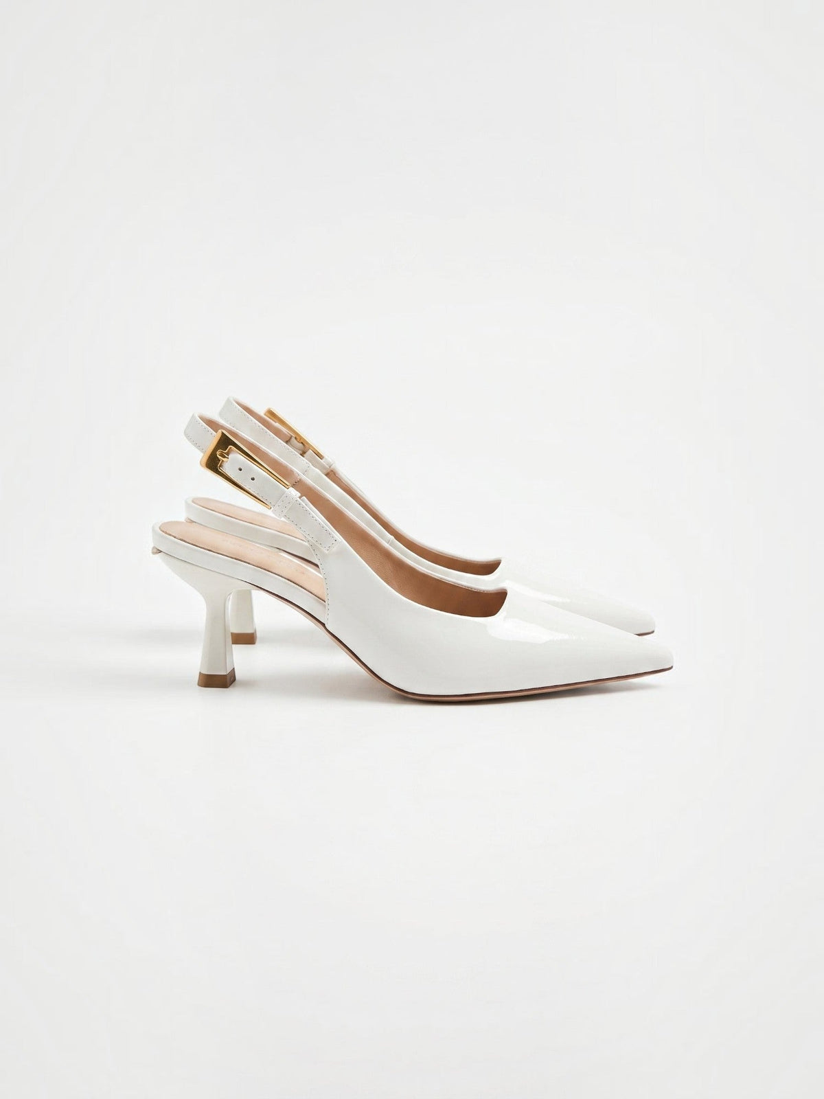 Elizabeth Patent Sculptural Kitten Heel Slingback Pumps