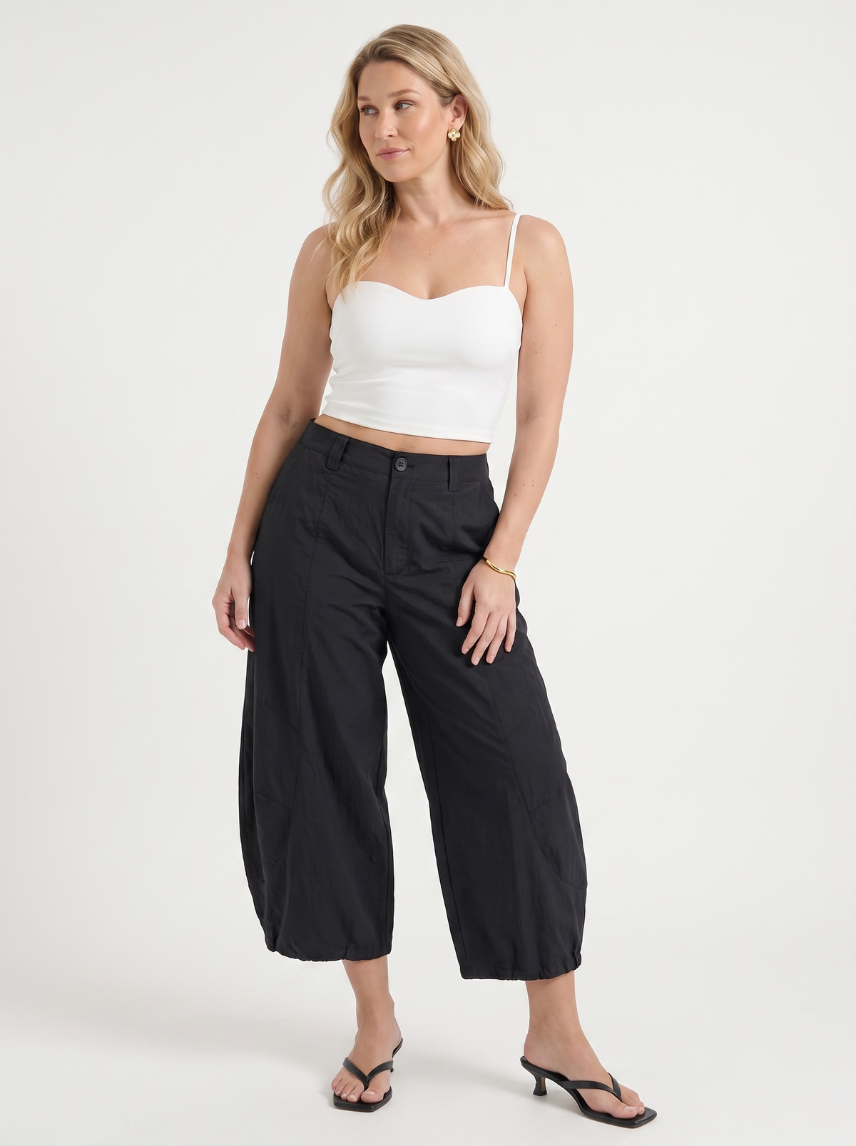 Kimmy Cuffed Balloon Leg Pants with Pockets