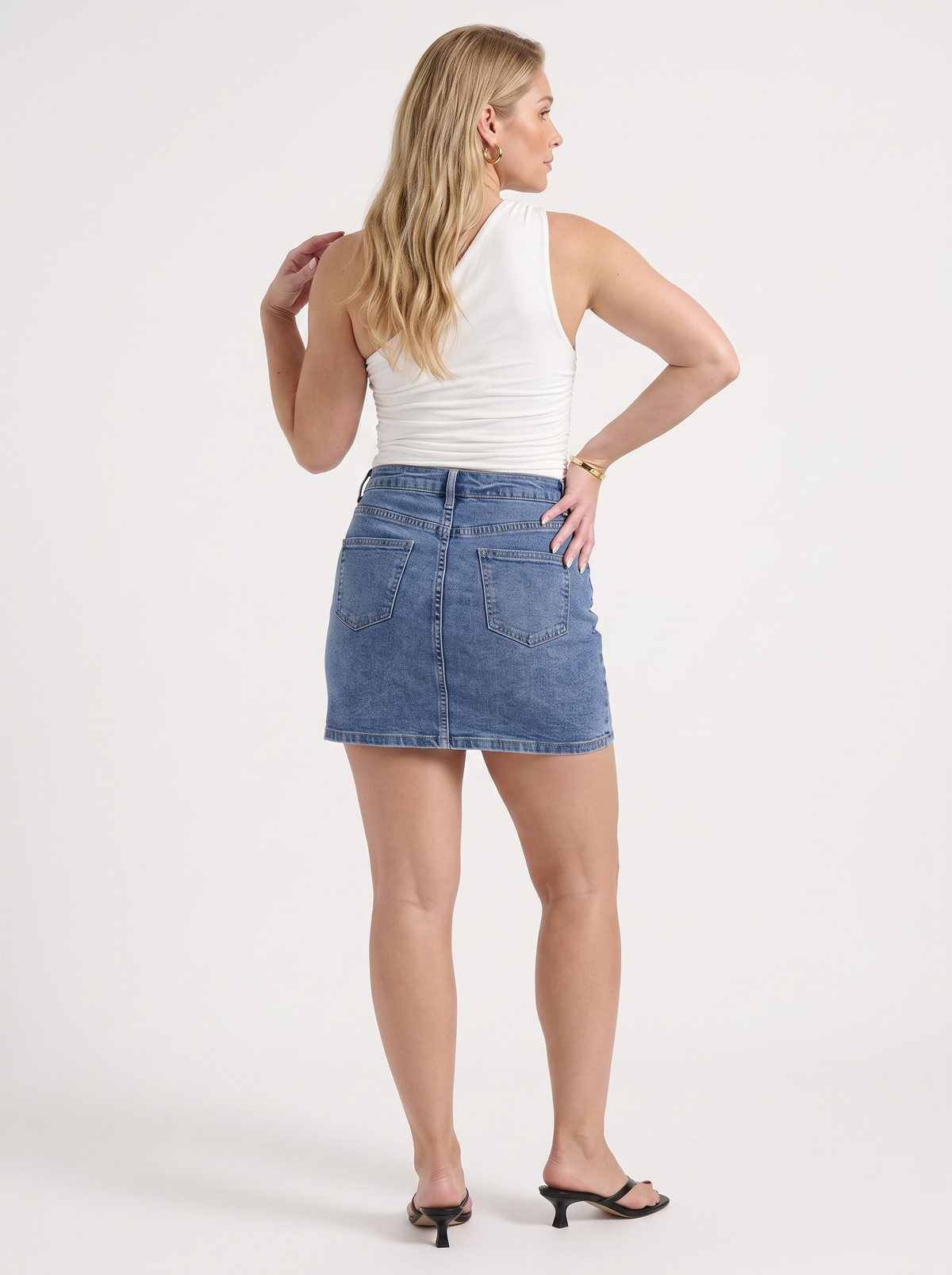 Billie Denim Mini Skirt with Slit