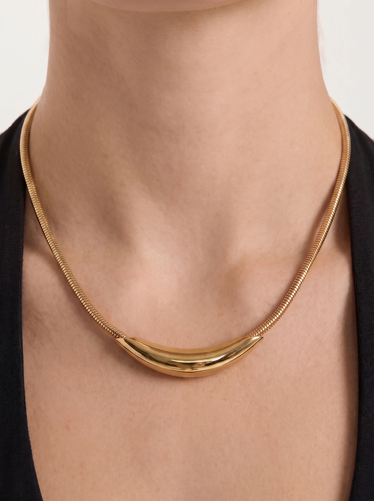 Ilse Snake Chain Curved Pendant Necklace