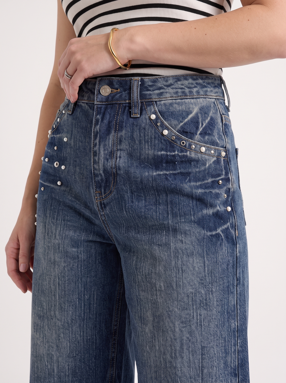 Carlota Studded Denim Bermuda Shorts