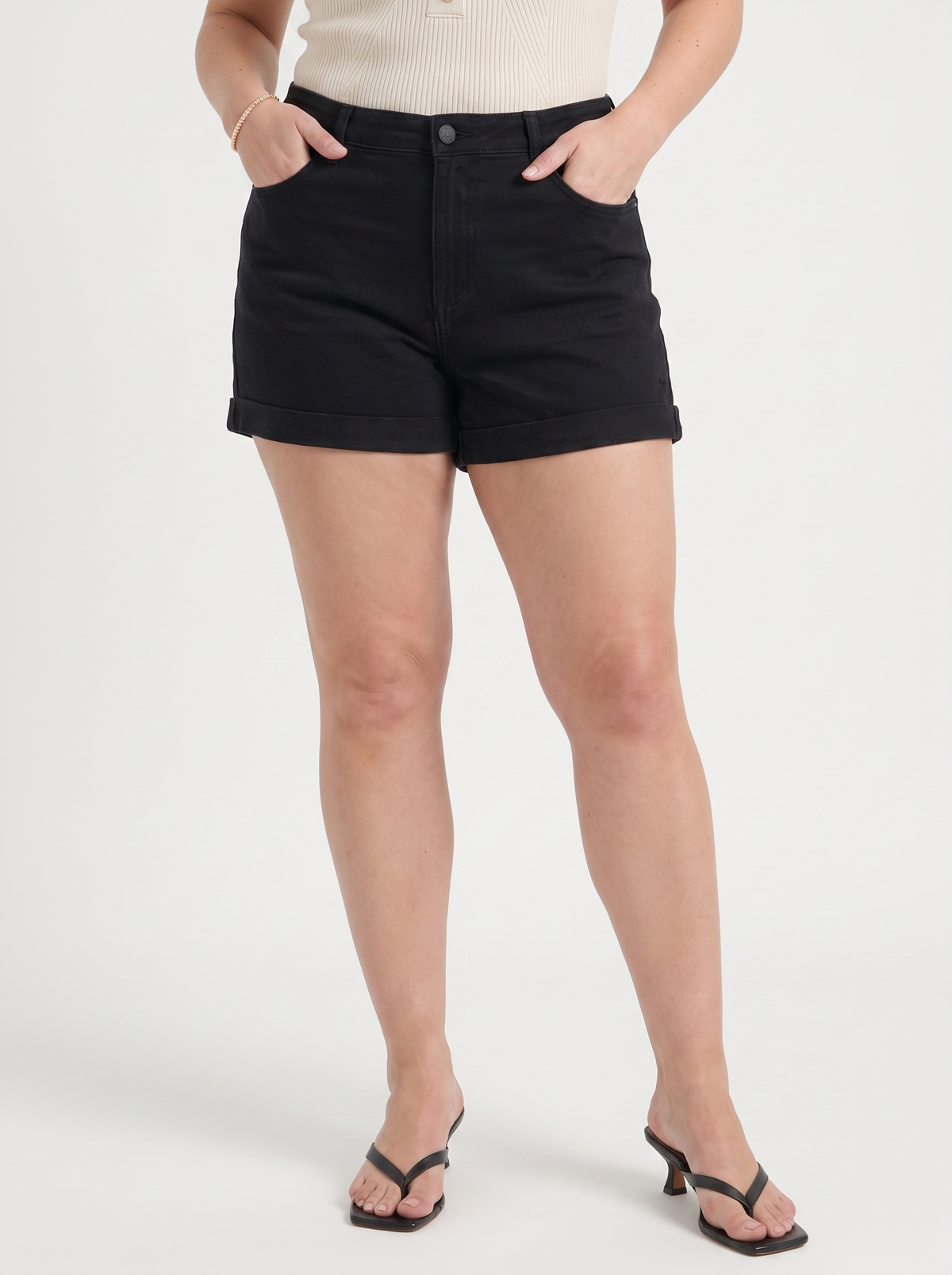 Giselle High Waisted Turn Up Denim Shorts