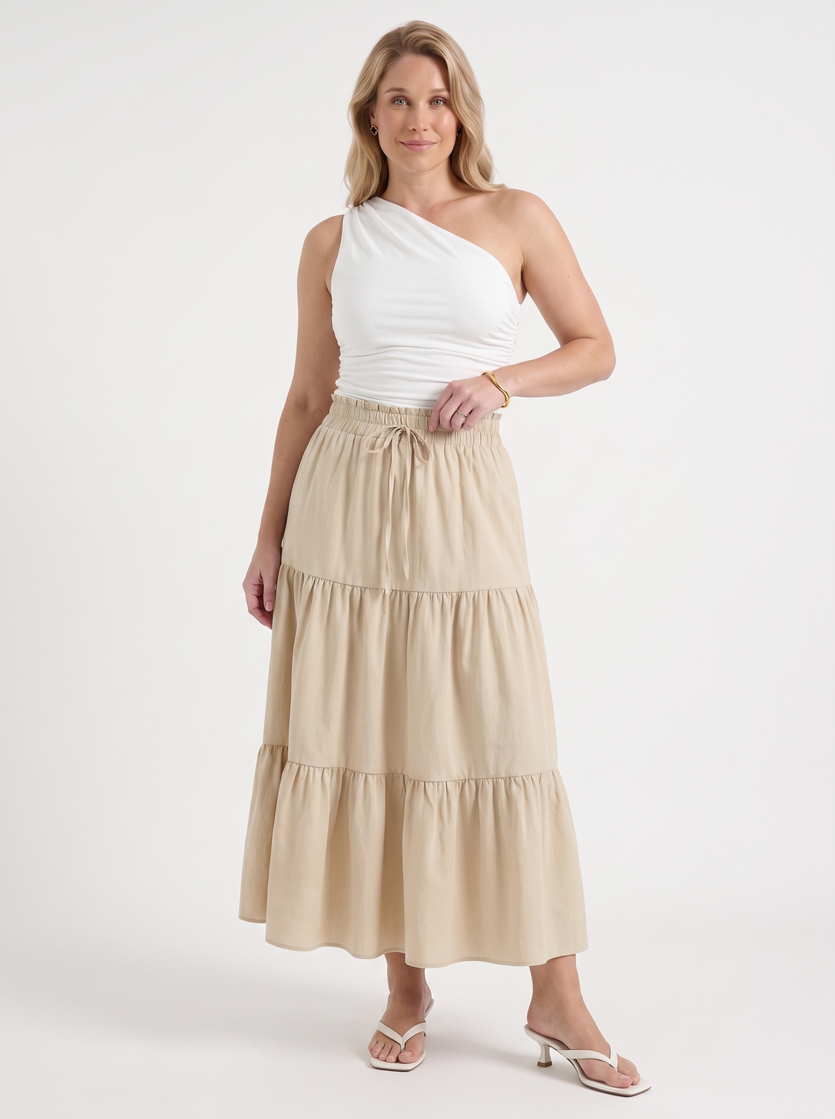 Agnes Tiered Maxi Skirt with Tie Waist