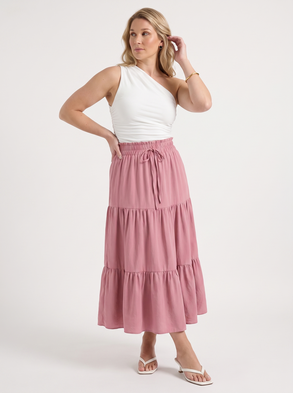 Agnes Tiered Maxi Skirt with Tie Waist
