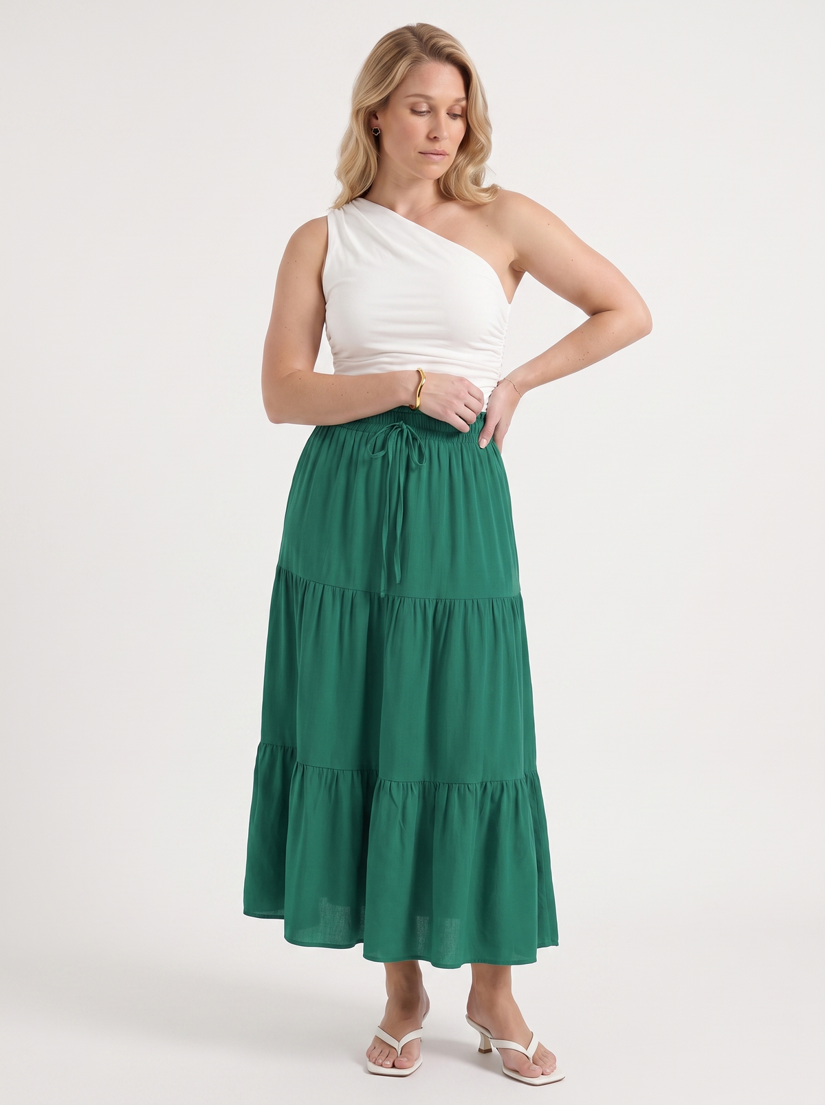 Agnes Tiered Maxi Skirt with Tie Waist