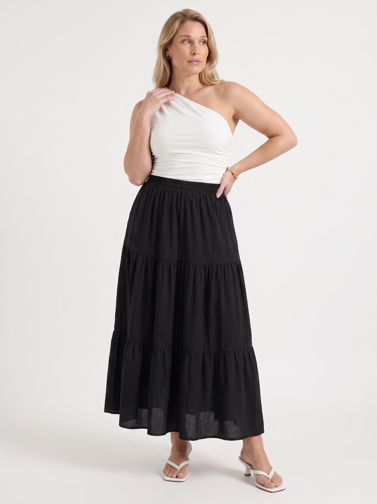 Agnes Tiered Maxi Skirt with Tie Waist