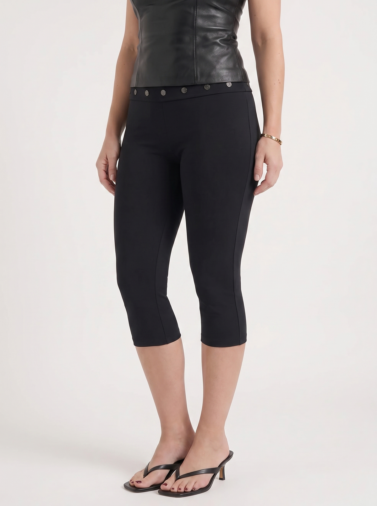 Chrissy Button Detail Capri Pants