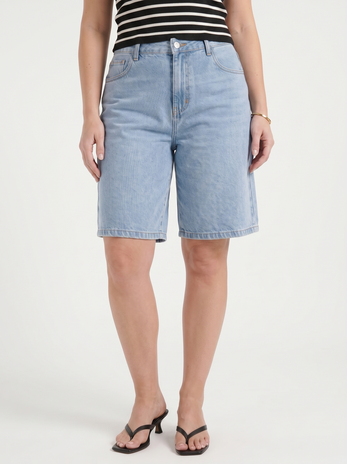 Elana Straight Leg Denim Bermuda Shorts