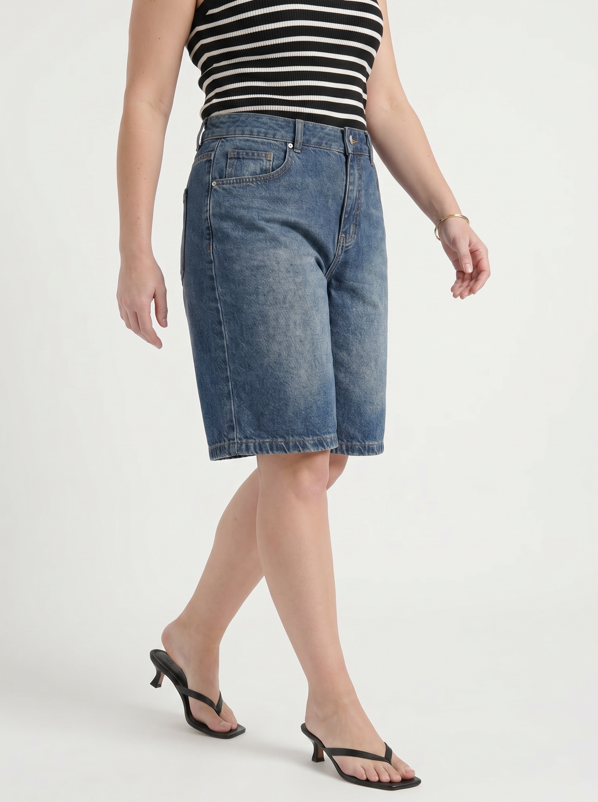 Elana Straight Leg Denim Bermuda Shorts