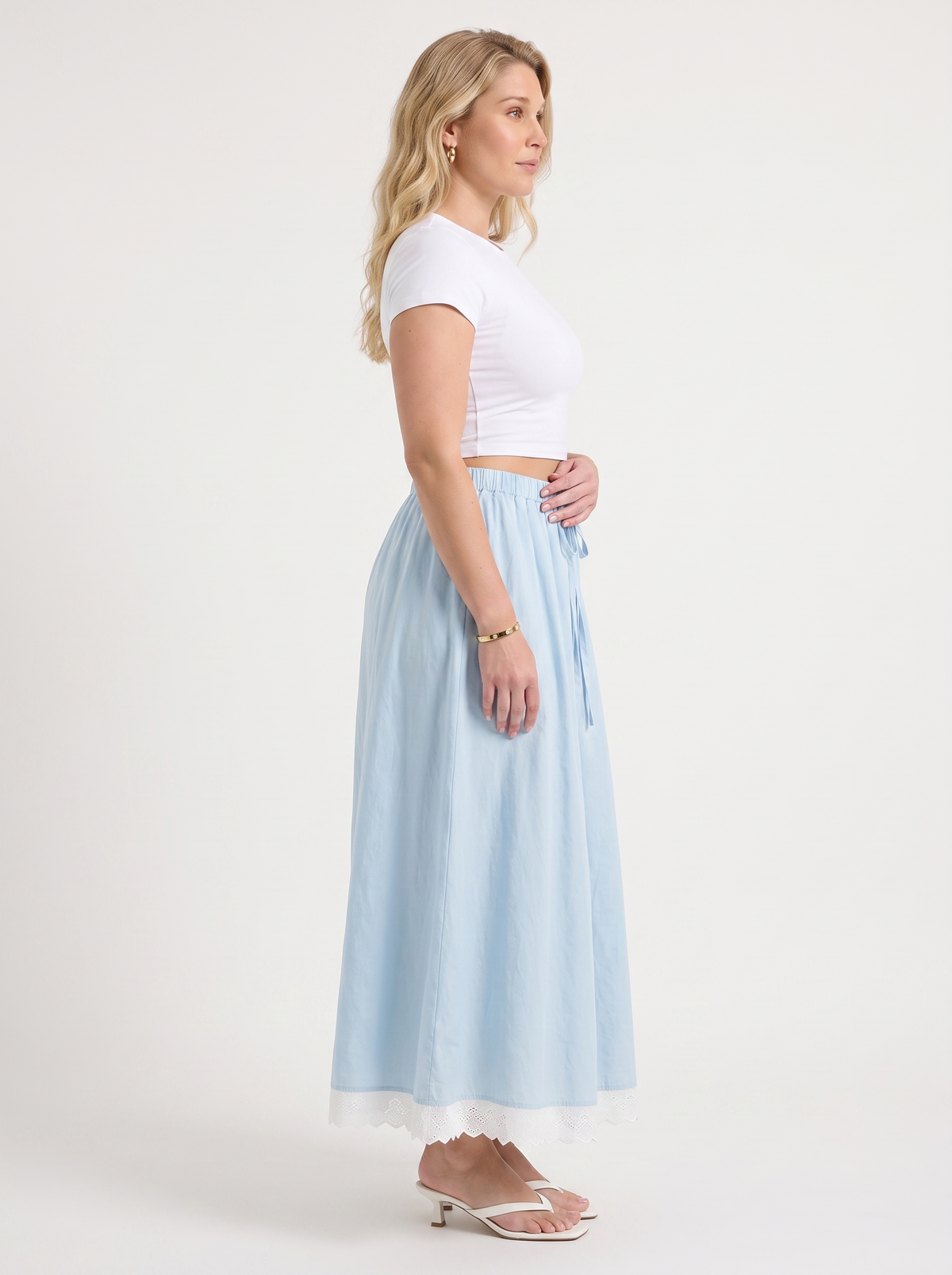 Anelie Lace Hem A Line Maxi Skirt