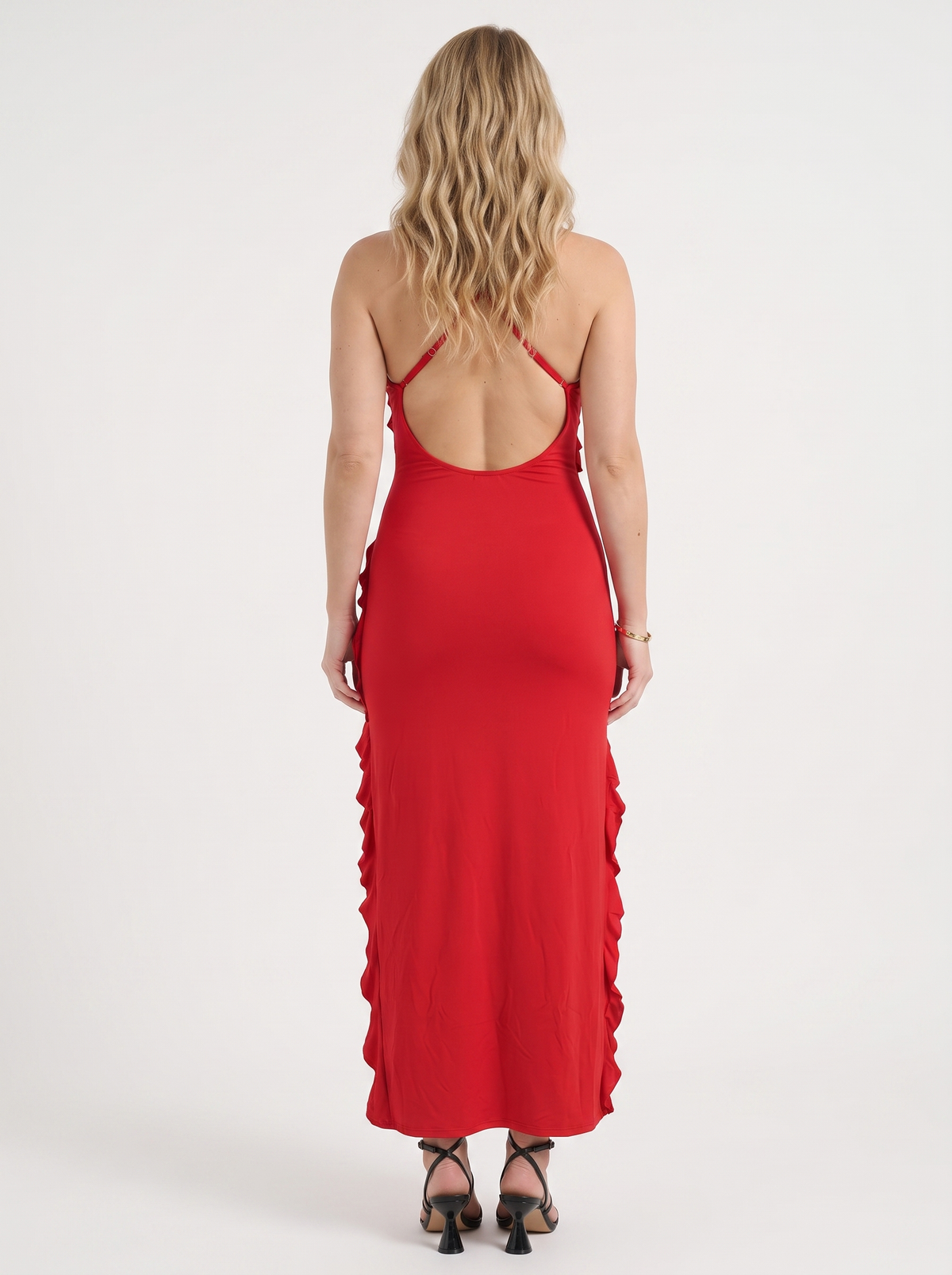 Dora Diagonal Ruffle Maxi Dress with Slit