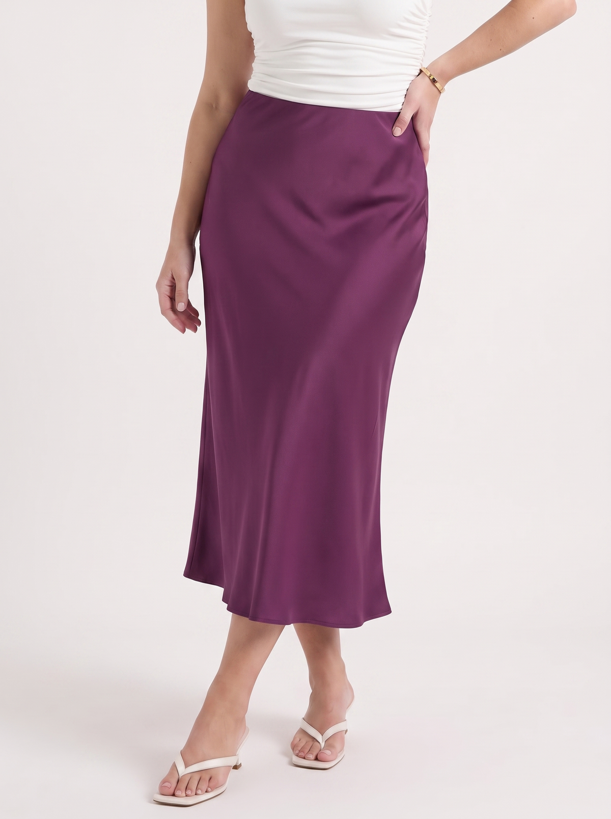Jane Satin Bias Cut Maxi Skirt