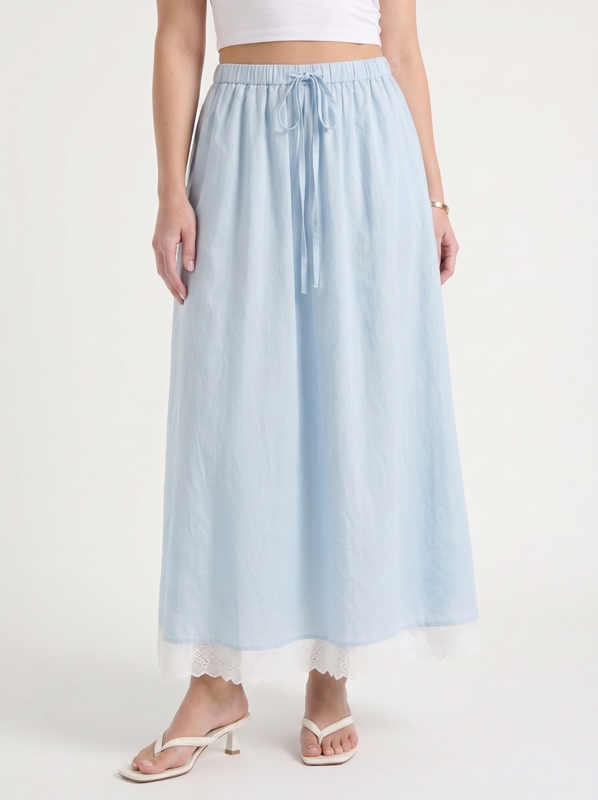 Anelie Lace Hem A Line Maxi Skirt