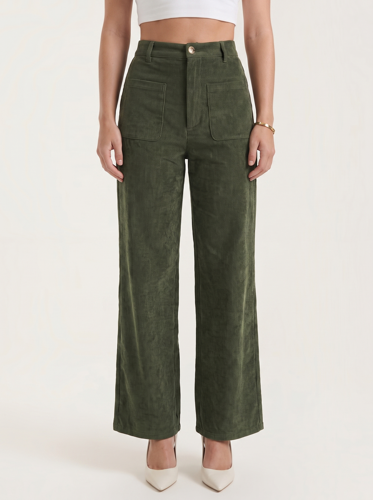 Allison High Waisted Wide Leg Corduroy Pants