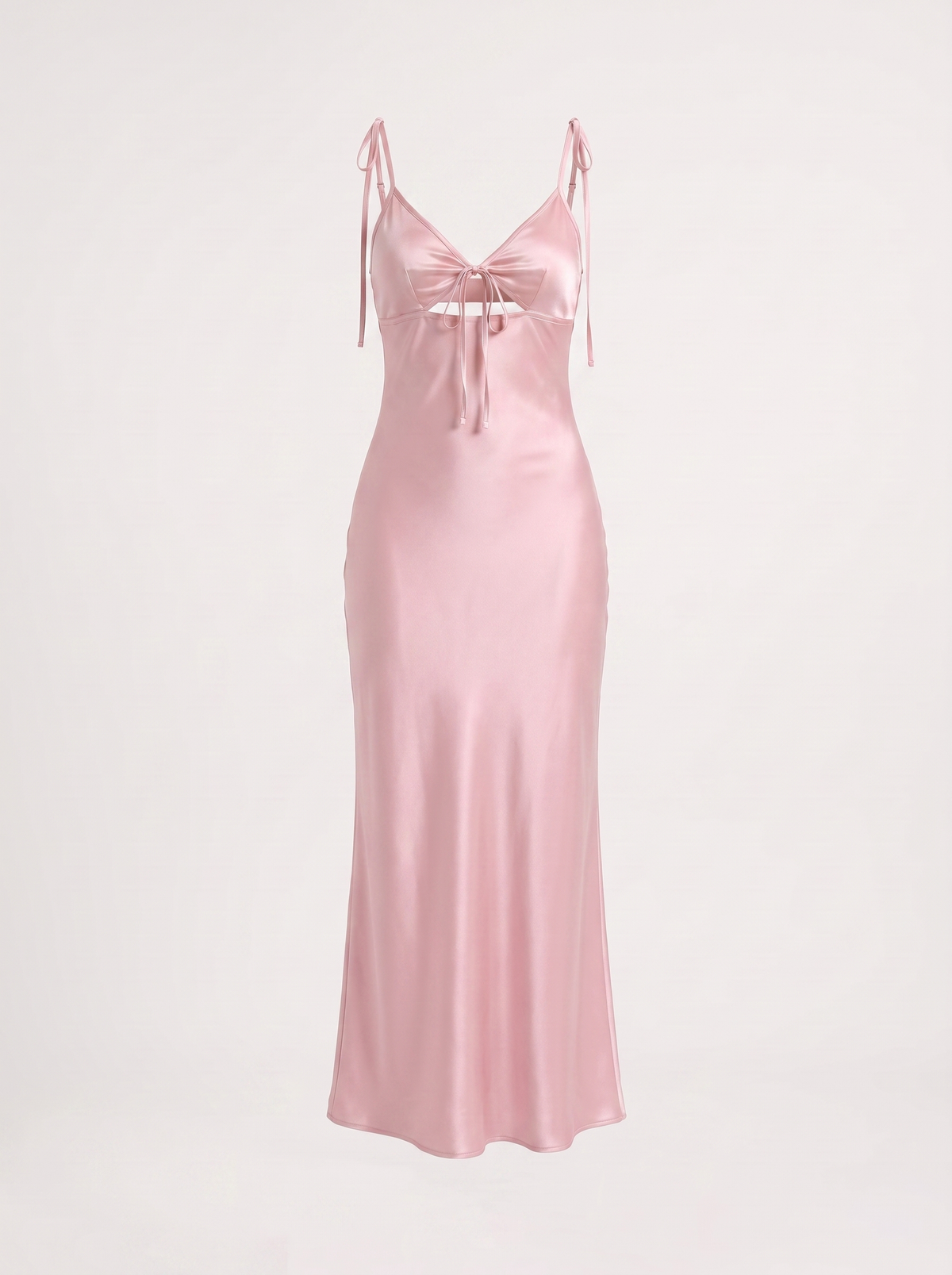 Blaire Satin Cut Out Tie Strap Maxi Dress