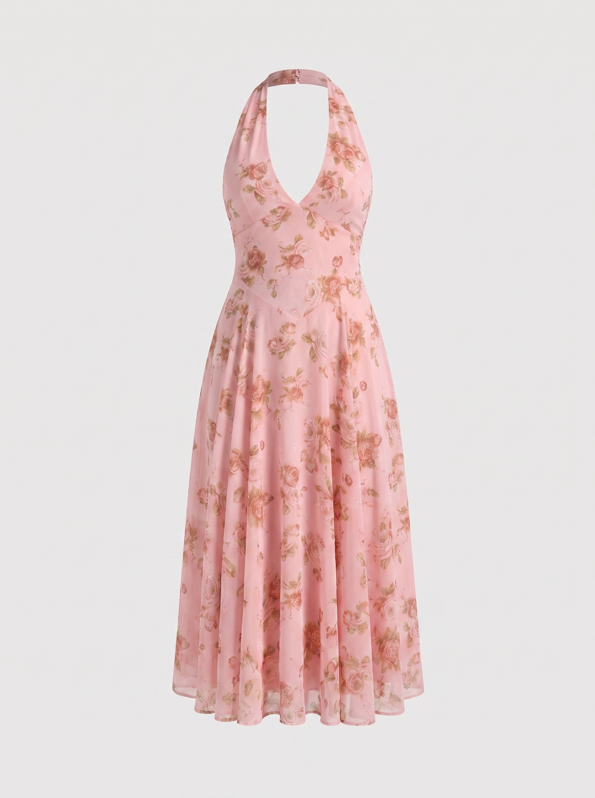 Kaley Floral Halter Neck Midi Dress
