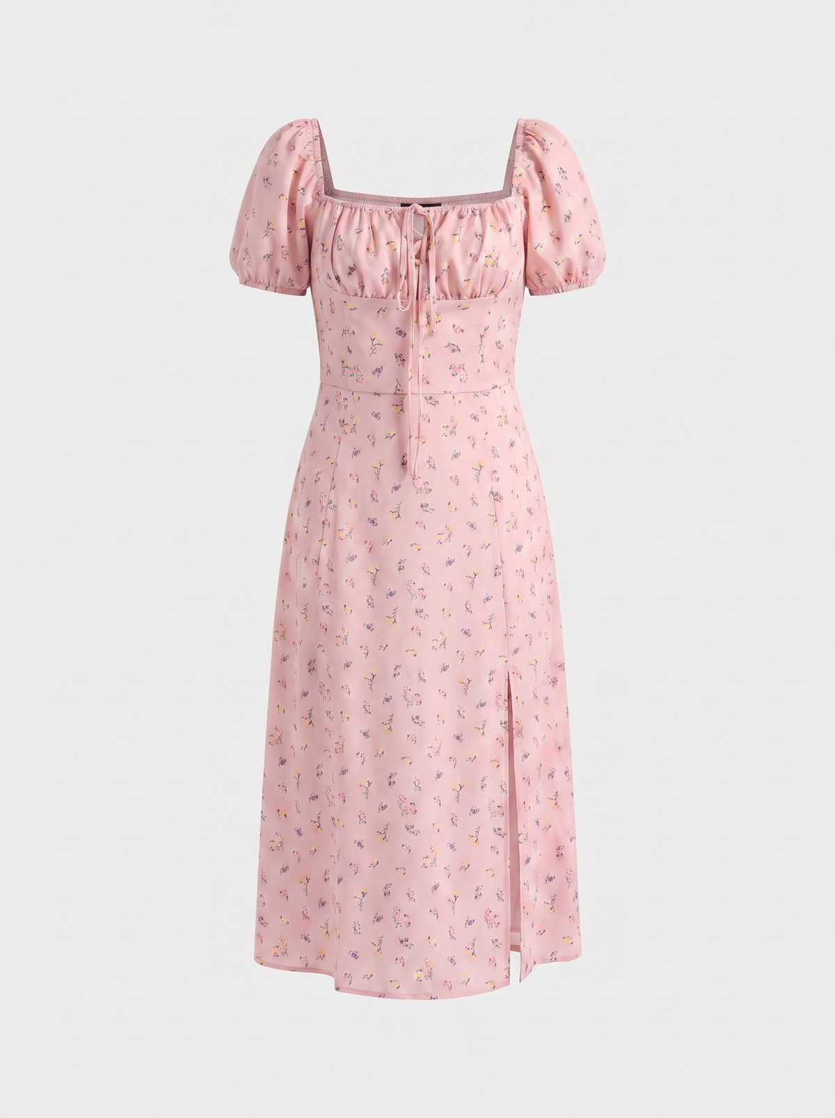 Ivy Floral Puff Sleeve Tiered Cotton Midi Dress