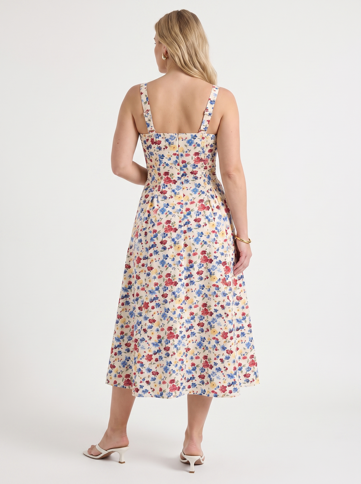 Delilah Floral Square Neck Cotton Midi Dress