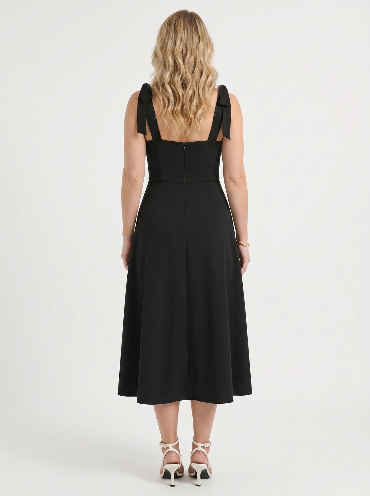 Lanie Sweetheart Neck Tie Strap Midi Dress