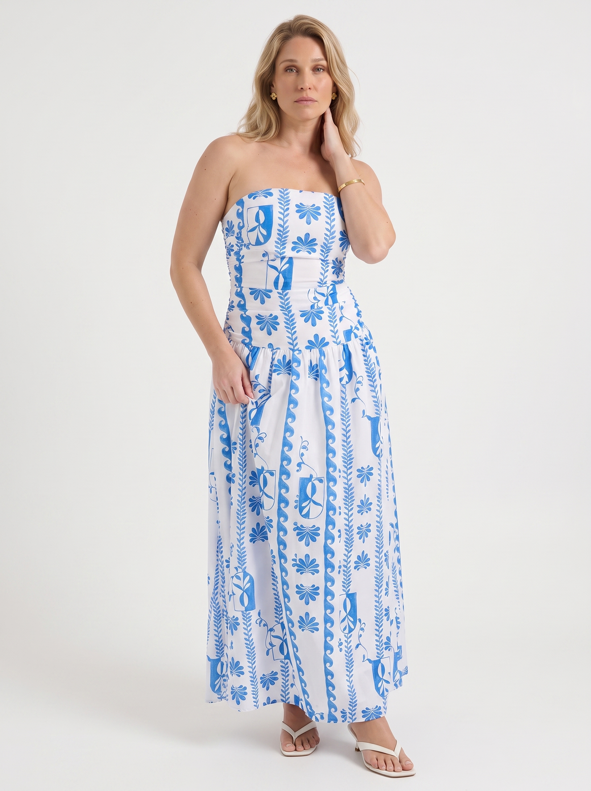 Glenna Strapless Ruched Bandeau Maxi Dress