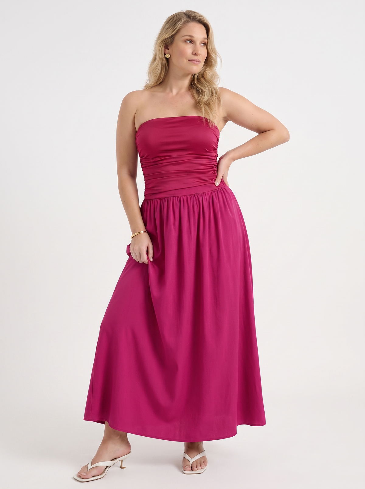 Glenna Strapless Ruched Bandeau Maxi Dress